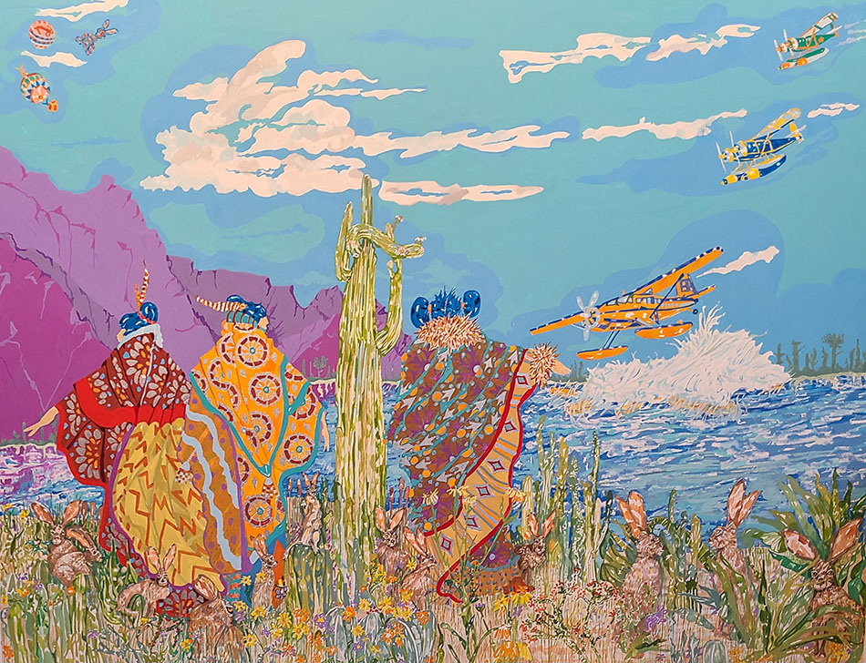 A Hare-Rowing Flight painting by Al Tucci